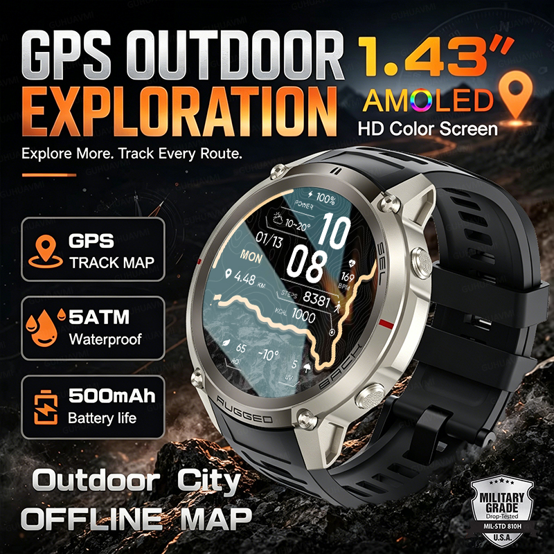 Altimeter Compass Watch - Professional Outdoor GPS Navigation Smart Watch
