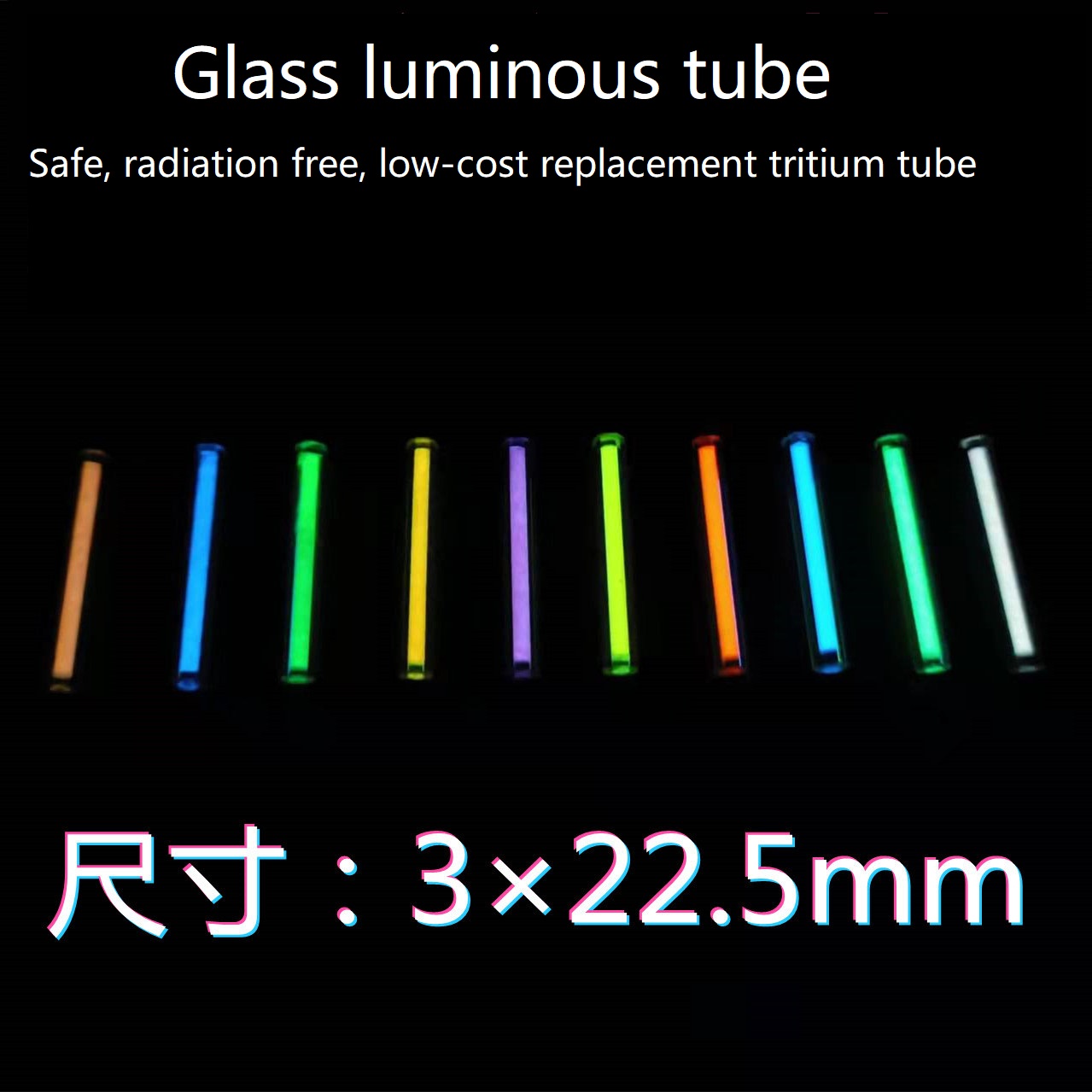 Tritium Gas Tube - Edc glass night light tube tritium