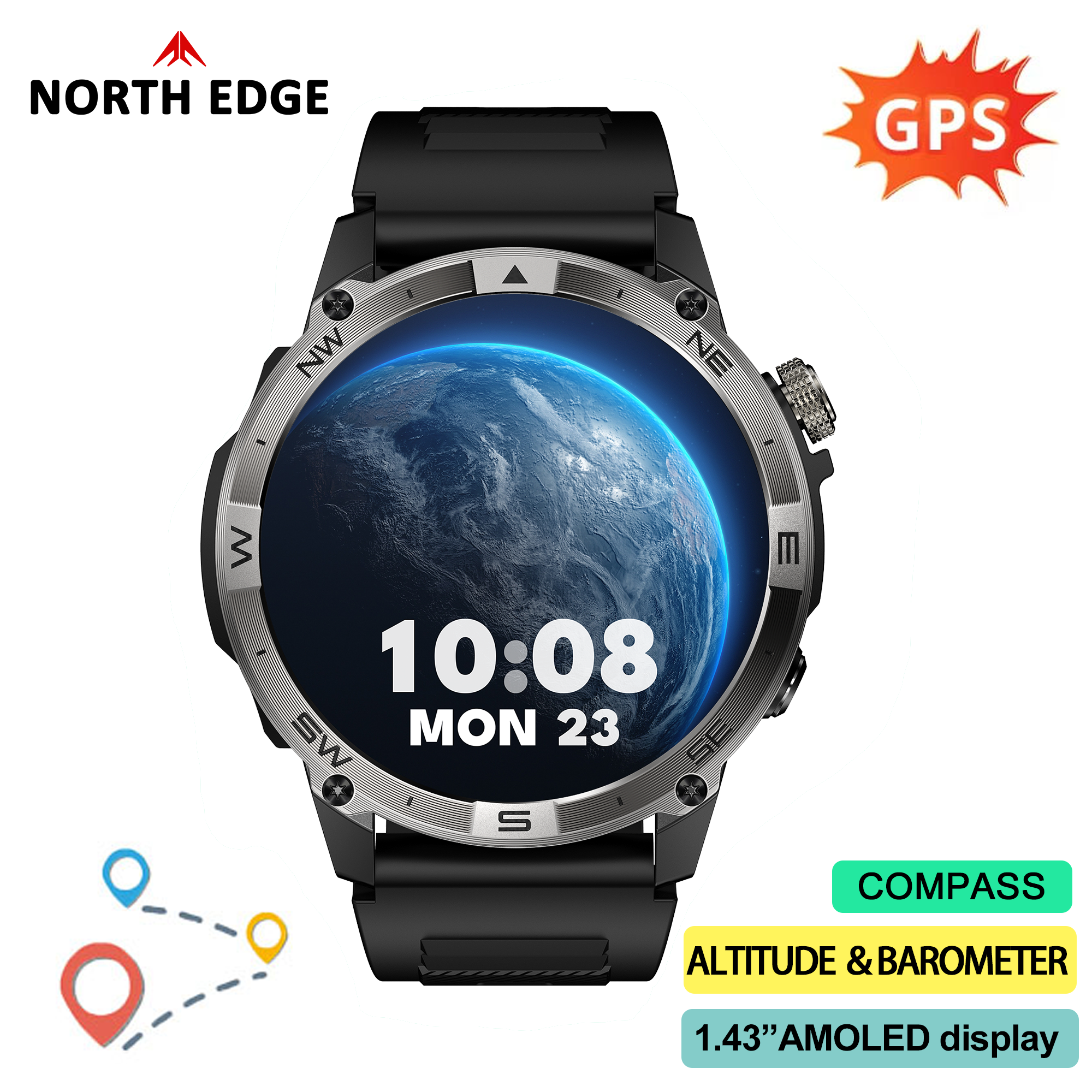 NORTH EDGE GPS Sports Smart Wa - đánh giá và giá Altimeter Compass Watch