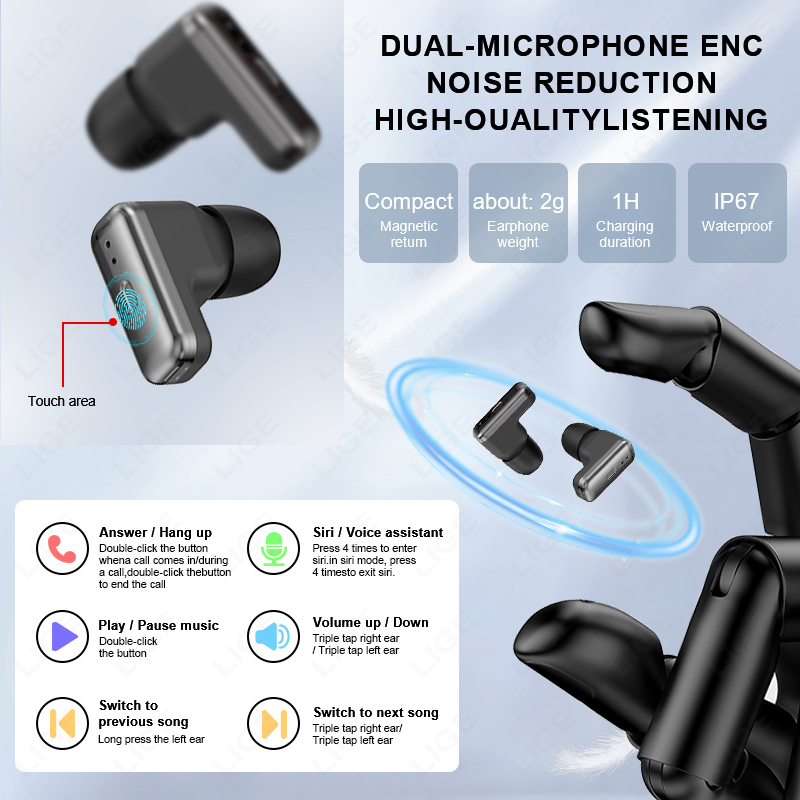 LIGE 2026 New TWS 2 in 1 Heads - đánh giá và giá Smartwatch Noise Watches