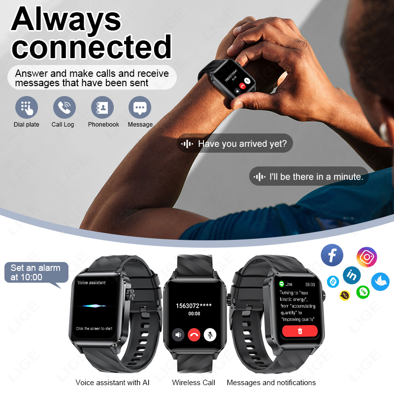 LIGE New Bluetooth Call Smart  - đánh giá và giá Smartwatch Iphone Watches For Women